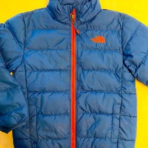 North Face quilted Blue boys’ jacket sz S (7-8).